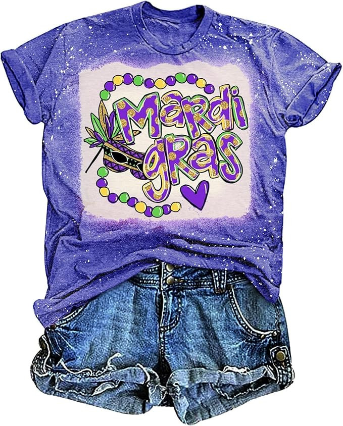 Fat Tuesday Shirt Womens Festival Theme Tshirts New Orleans Party Custume Tops | Amazon (US)
