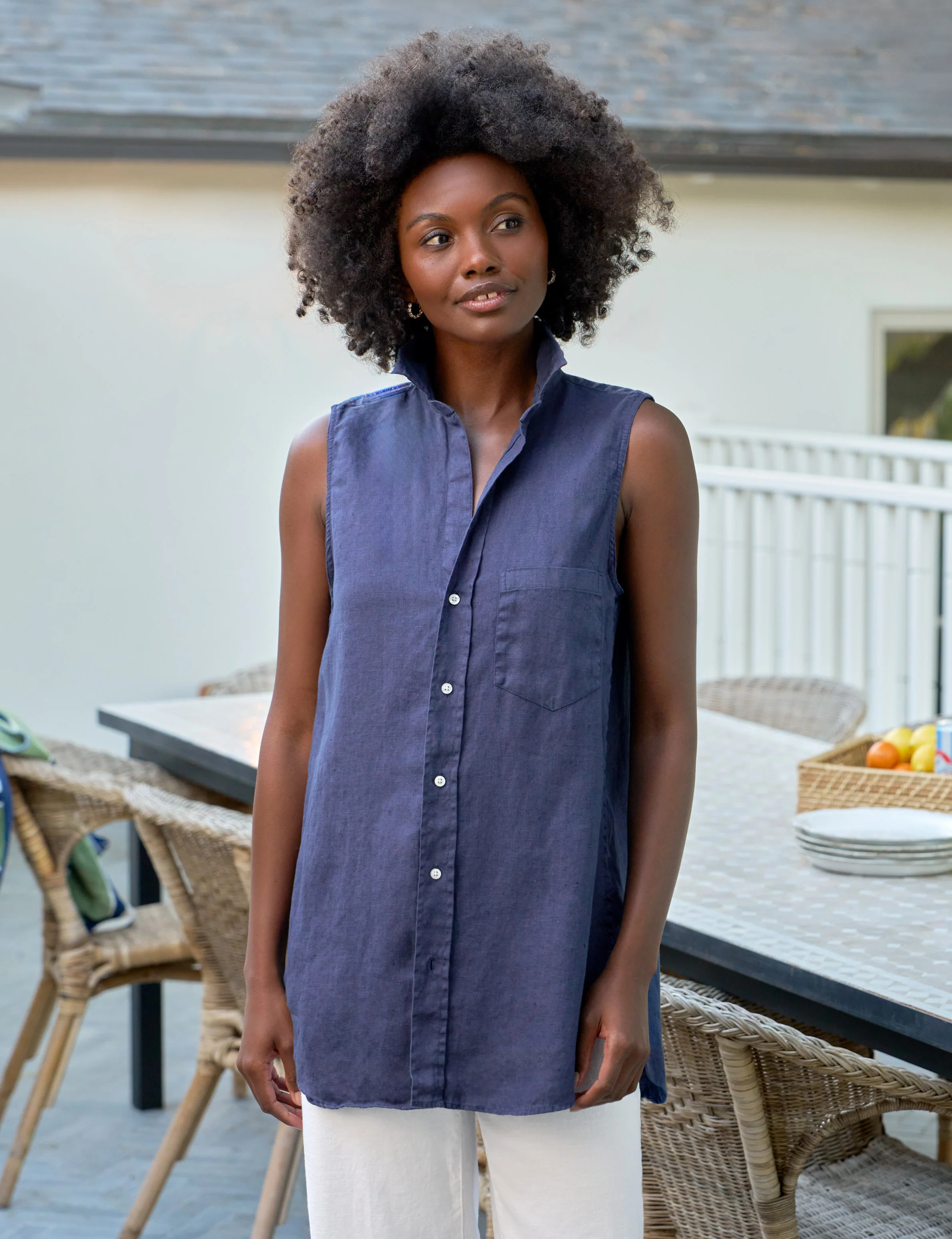 FINLEY Navy, Washed Linen | Frank & Eileen