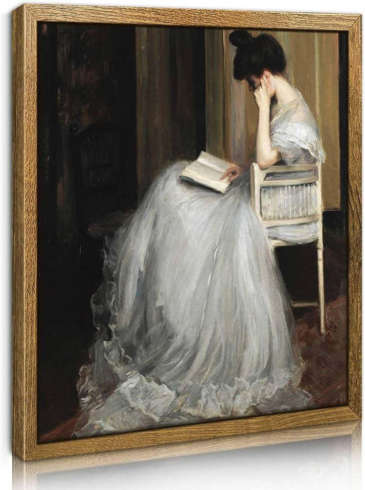 CHDITB Vintage Framed Canvas Wall Art, 8×10in Classical French Aesthetics Wall Decor, Woman Read... | Amazon (US)