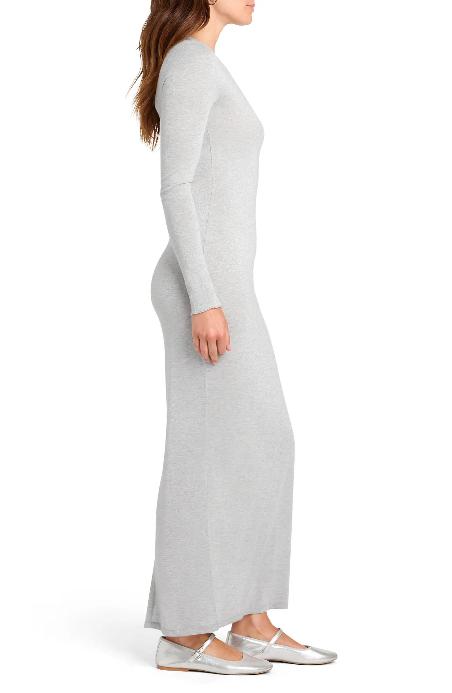 Maddox Metallic Long Sleeve Knit Maxi Dress | Nordstrom Rack