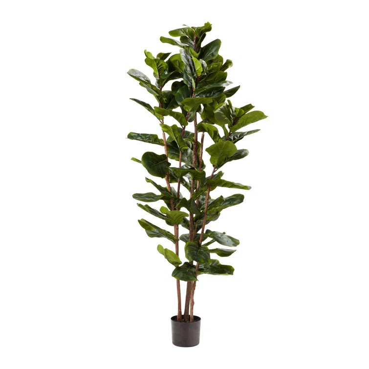 Ficus Life Faux Fiddle Leaf Fig Tree in Pot | Wayfair North America