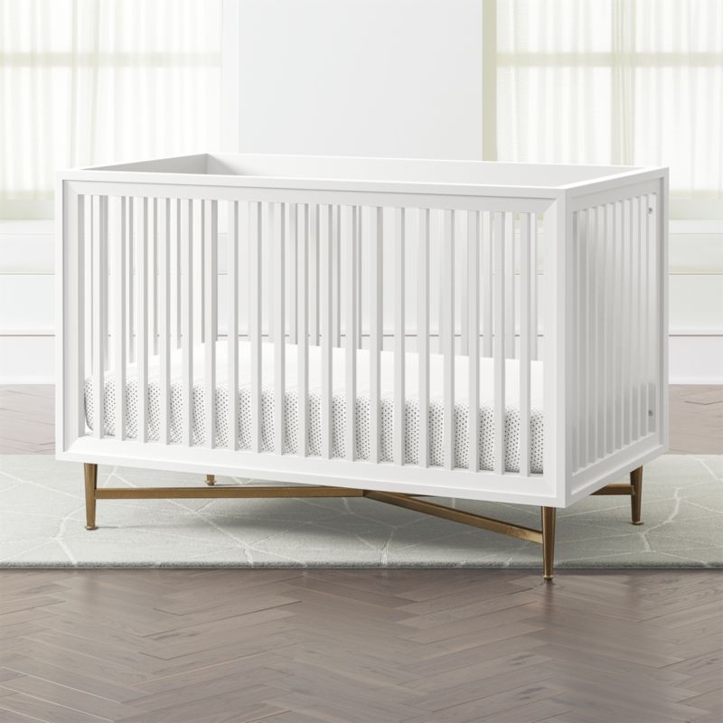 White Campaign Crib | Crate & Kids | Crate & Barrel