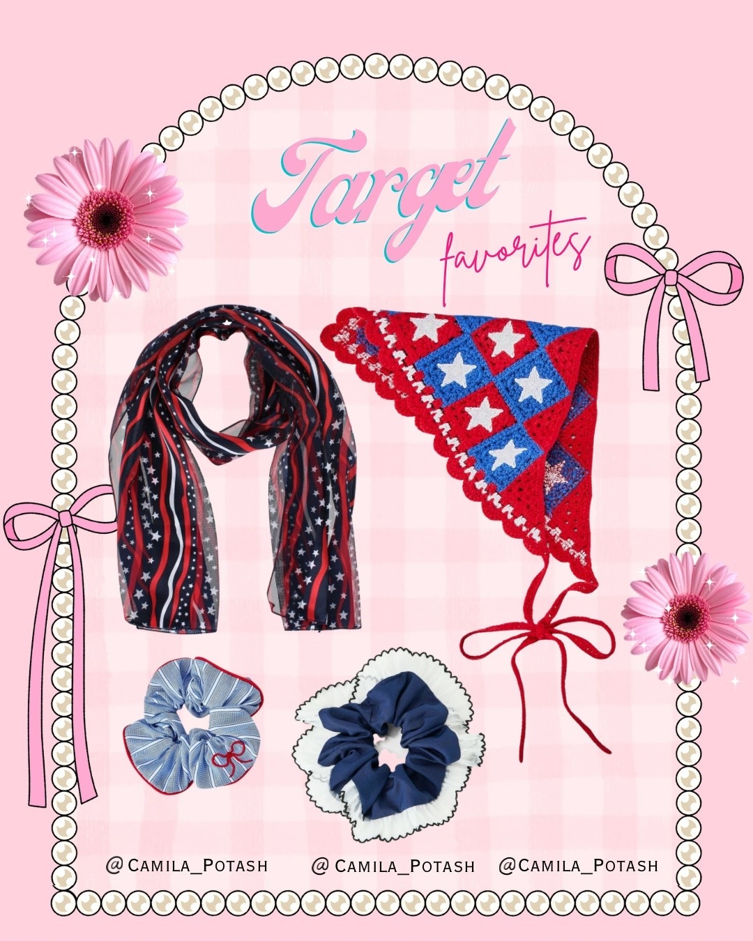 The patriotic accessories are honestly stealing the show this summer 🇺🇸🎀 From the star-print scarves to the crochet bandana and cute scrunchies, these little details make every outfit feel way more fun and put together without even trying ❤️💙

I’ve been loving adding pieces like this to beach outfits, lake days, fireworks nights, country concerts, and casual summer looks. The crochet bandana is giving vintage Americana in the cutest way ✨

Everything is linked on my LTK 🤍 Which accessory would you wear first?

#TargetFinds #AmericanaStyle #PatrioticAccessories #FourthOfJulyStyle #SummerAccessories #HairAccessories #LTKFashion #TargetStyle #RedWhiteAndBlue #BandanaTrend #BowTrend #CoquetteStyle #CuteSummerOutfits #FestivalStyle #PatrioticFashion #SummerOOTD #CasualChic #AffordableFashion #GirlyStyle #FashionFinds

patriotic accessories, Americana fashion accessories, Fourth of July outfit ideas, crochet bandana trend, patriotic hair accessories, summer scarf styling, red white and blue aesthetic, coquette summer style, trendy scrunchies, cute summer accessories, beach day outfit accessories, country concert style, vintage Americana aesthetic, Target fashion finds, LTK accessory inspiration

#LTKootd #LTKSeasonal #LTKgrwm
