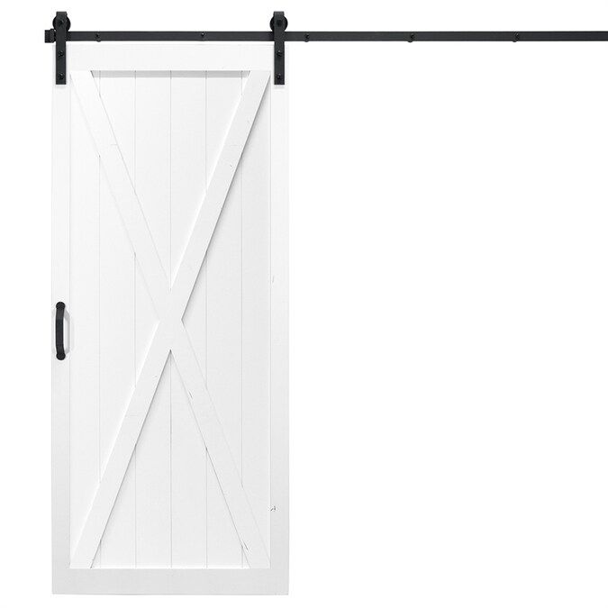 Dogberry Classic x 36-in x 84-in White 2-Panel Stained Knotty Alder Wood Single Barn Door (Hardwa... | Lowe's