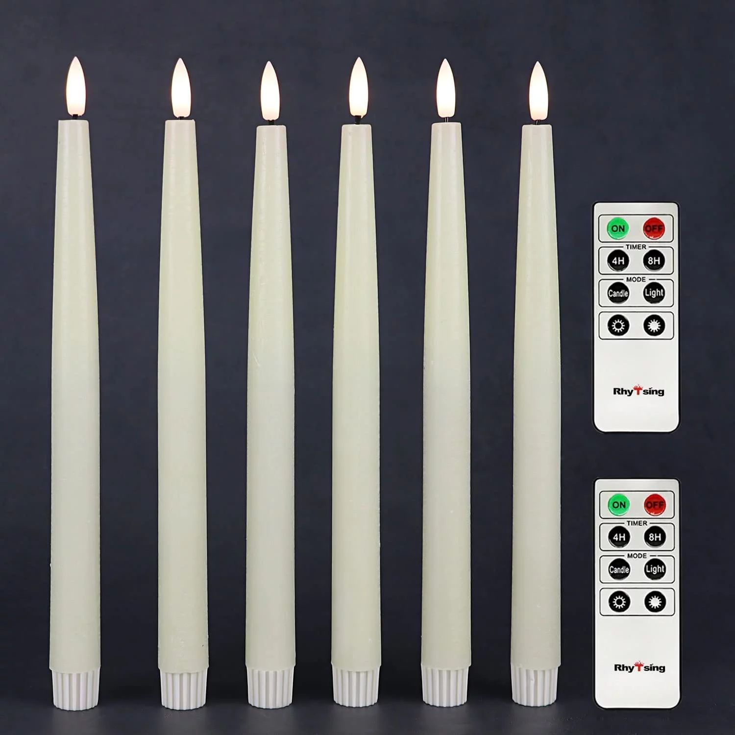 Rhytsing 11.4" 6Pcs Ivory Flameless Taper Candles with Timer -2 Remotes  Incl. - Walmart.com | Walmart (US)