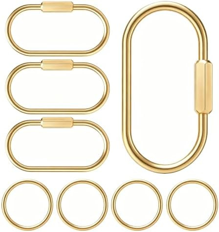 4 Pcs Gold Carabiner Keychain – Solid Brass Screw Lock Carabiner with key ring, Bag Charm Clip ... | Amazon (US)