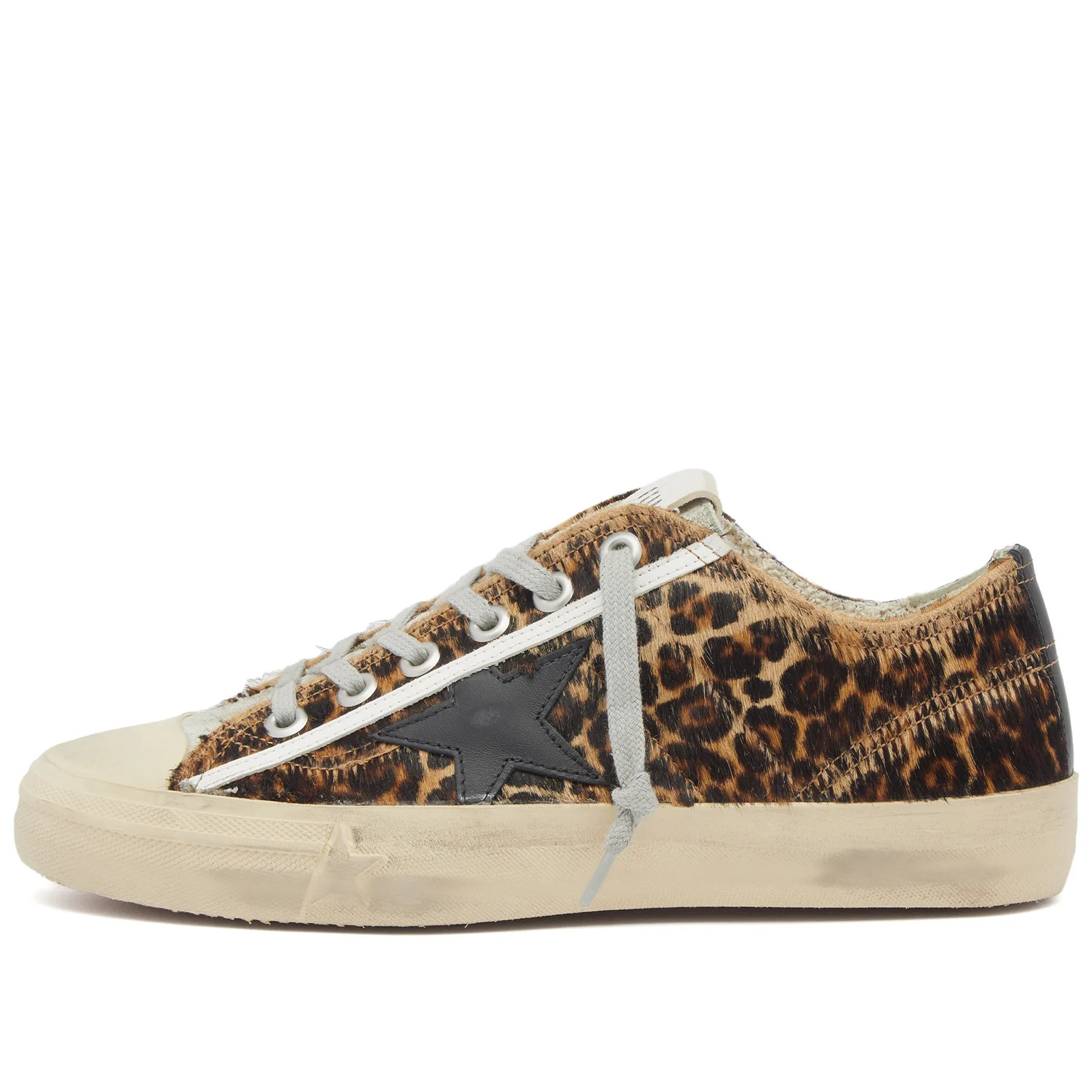 Golden Goose Men's V-Star Leopard Sneakers in Beige Brown/Black, Size EU 45 | END. Clothing | END. Clothing
