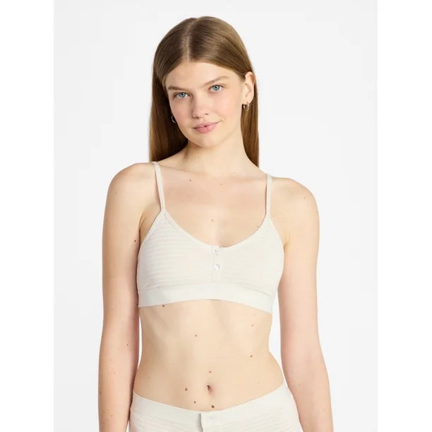 No Boundaries Women's Cotton Jersey Triangle Bralette w/Buttons Sizes XS-XXXL | Walmart (US)