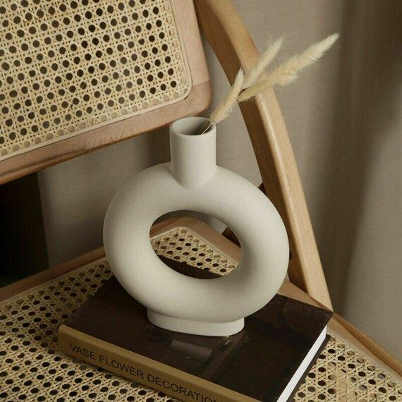 Ceramic Nordic Vase, White Modern Vase, Circular Donut Vase, Scandinavian | Etsy (US)