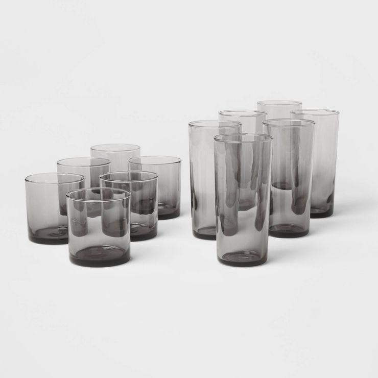 12pc Glass Ashboro Highball and Double Old Fashion Glasses Set Gray - Threshold™ | Target