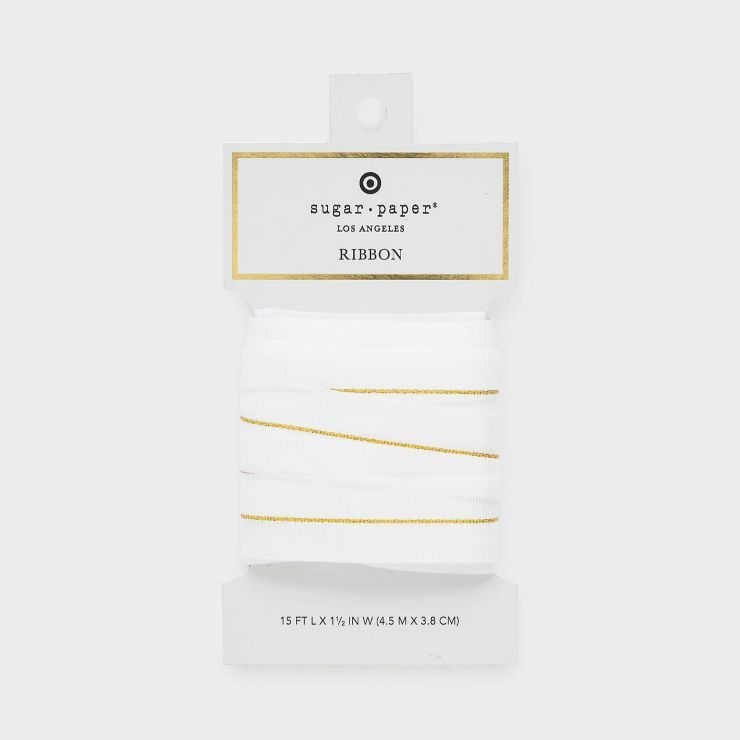 1" Grosgrain Ribbon Paddle Gold/White - Sugar Paper™ + Target | Target