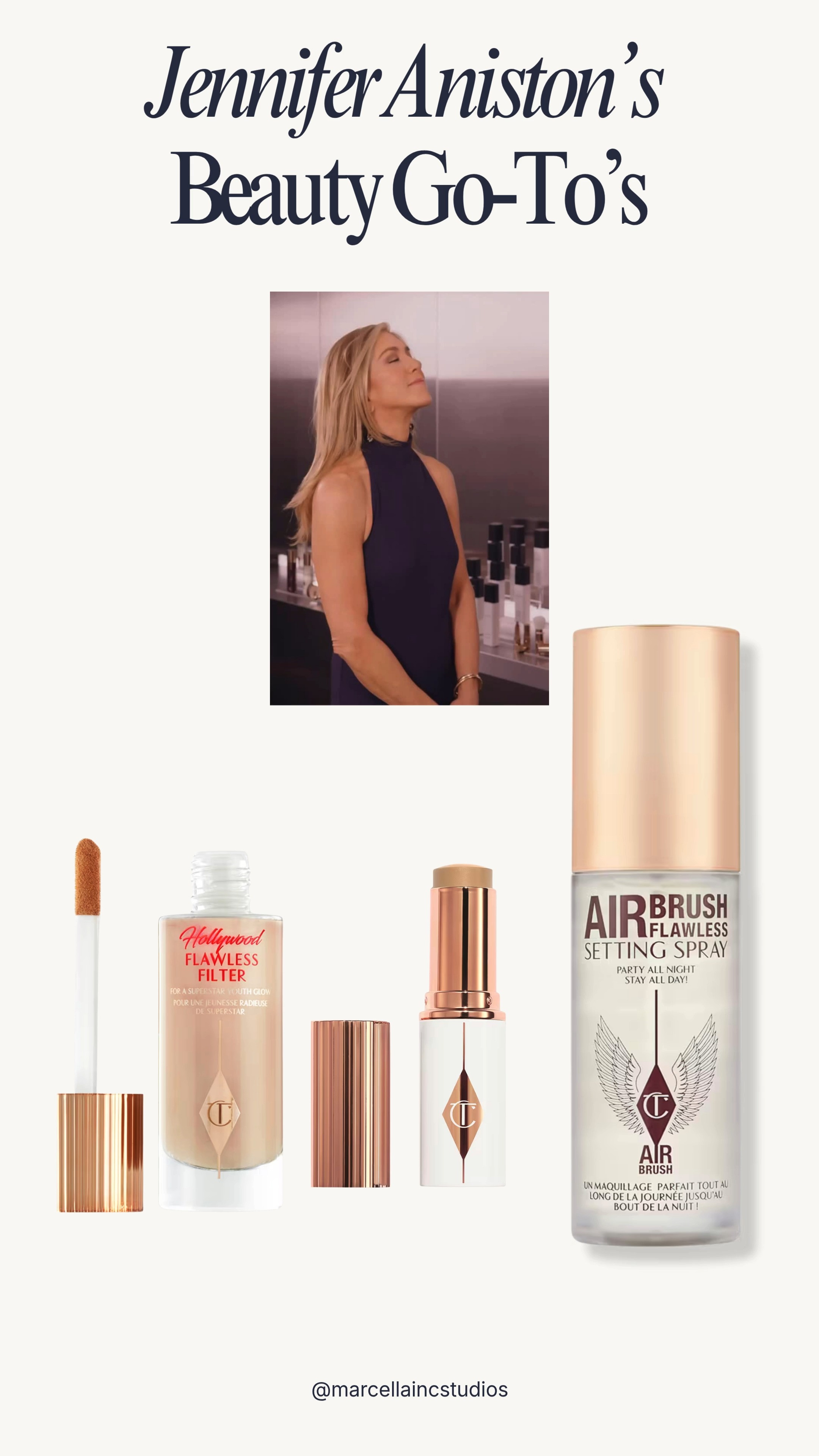 Jennifer Aniston’s Exact Charlotte Tilbury Makeup Routine ✨
If you are trying to recreate the signature Jennifer Aniston makeup look from her latest Instagram post, her exact celebrity beauty secrets just dropped. Her Make- up artist broke down the go-to complexion products used to achieve her flawless, airbrushed skin glow.

The Glow Base: Prep with Charlotte Tilbury Hollywood Flawless Filter—her absolute must-have for an instant, blurred, lit-from-within complexion base.

The Glow Base: Prep with Charlotte Tilbury Hollywood Flawless Filter—her absolute must-have for an instant, blurred, lit-from-within complexion base.

The Signature Lip: Swipe on Charlotte Tilbury Hot Lips 2 in "Glowing Jen"—the perfect tawny, beachy rose lipstick Charlotte literally created in her honor.

The Flawless Lock: Set it all with Charlotte Tilbury Airbrush Flawless Setting Spray to double the blur and keep the makeup locked in all day.

#JenniferAniston #CharlotteTilbury #CelebrityMakeup #MakeupRoutine #FlawlessFilter #AirbrushGlow #EverydayMakeup #BeautyHacks

#LTKBeauty #LTKOver40 #LTKselfcare