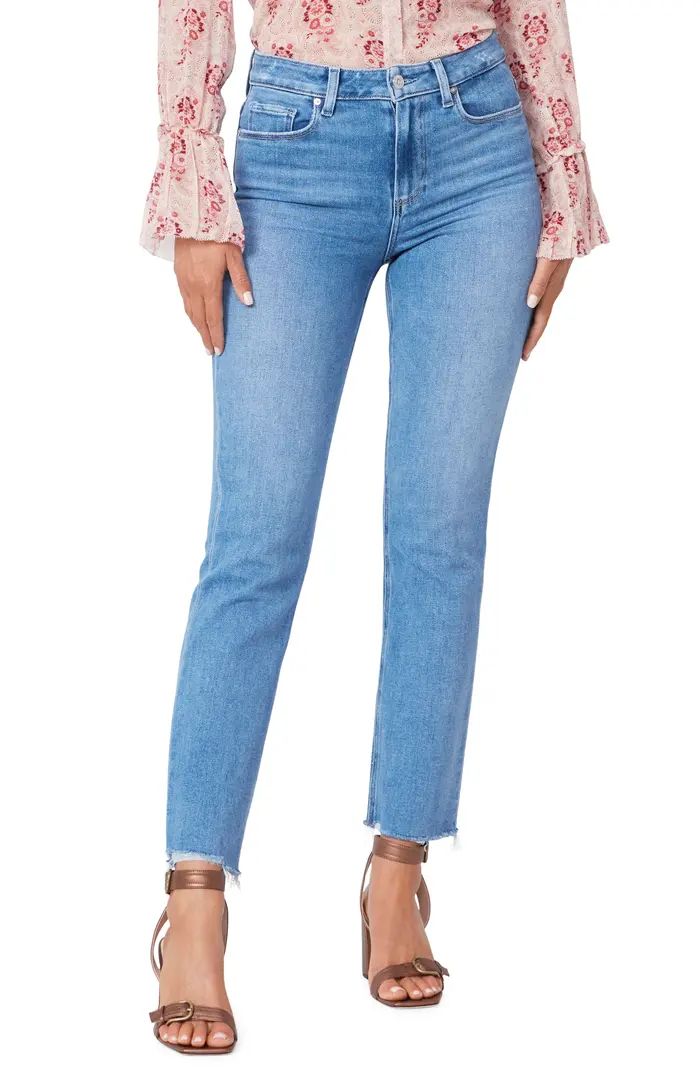 PAIGE Cindy High Waist Stringy Raw Hem Ankle Straight Leg Jeans | Nordstrom | Nordstrom