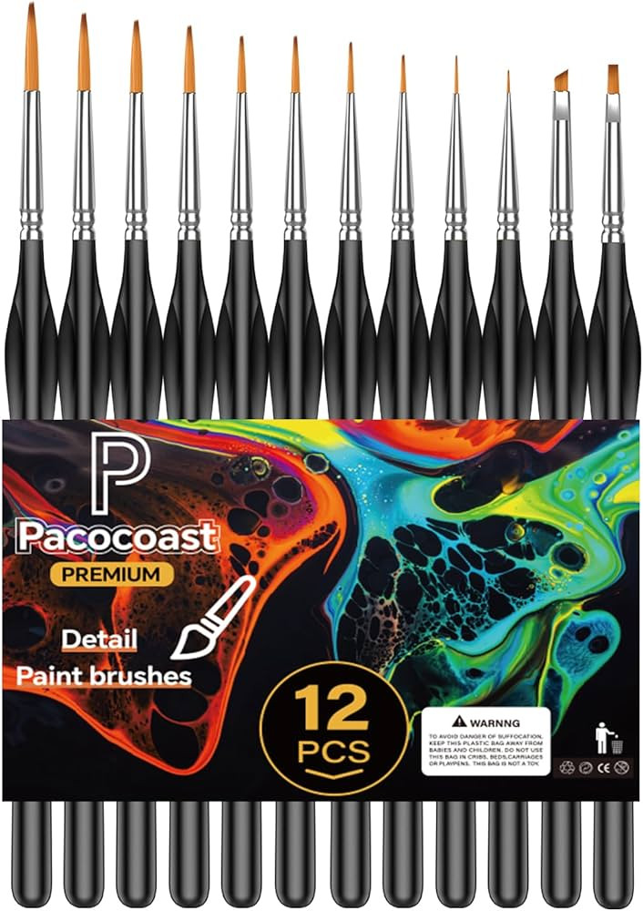 12PC Miniature Brushes, Pacocoast Detail Paint Brushes Set for Fine Detailing & Art Painting, Sma... | Amazon (US)