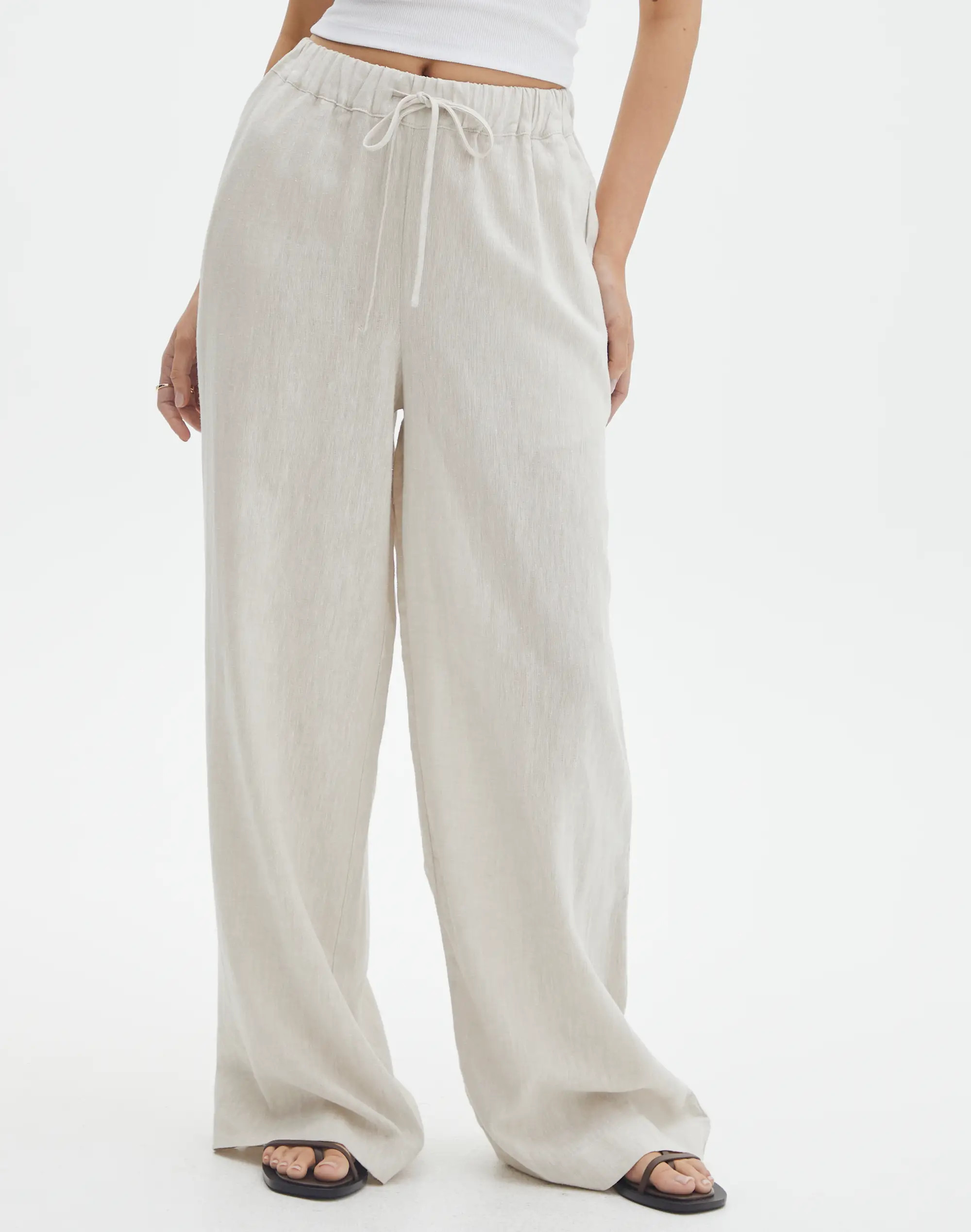 Linen Blend Pant in Head In The Sand/milk | Glassons | Glassons (Australia)