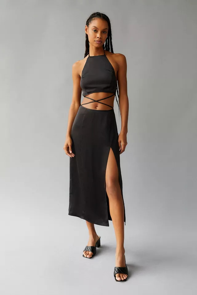 UO Amira Satin Midi Dress | Urban Outfitters (US and RoW)