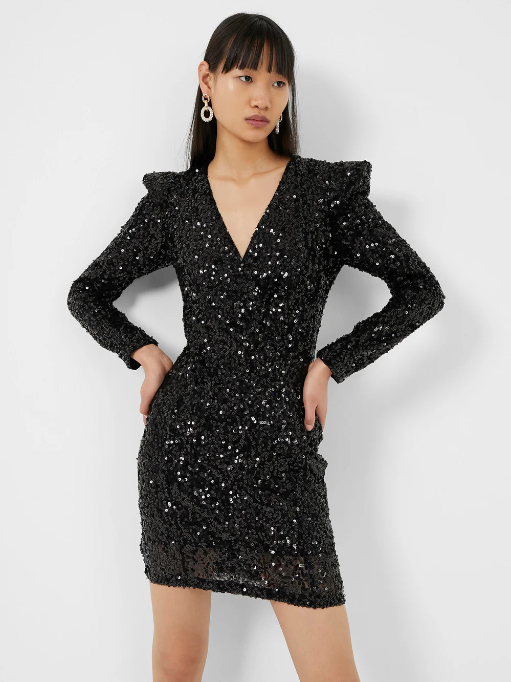 Samantha Sequins V-Neck Mini Dress | French Connection (UK)