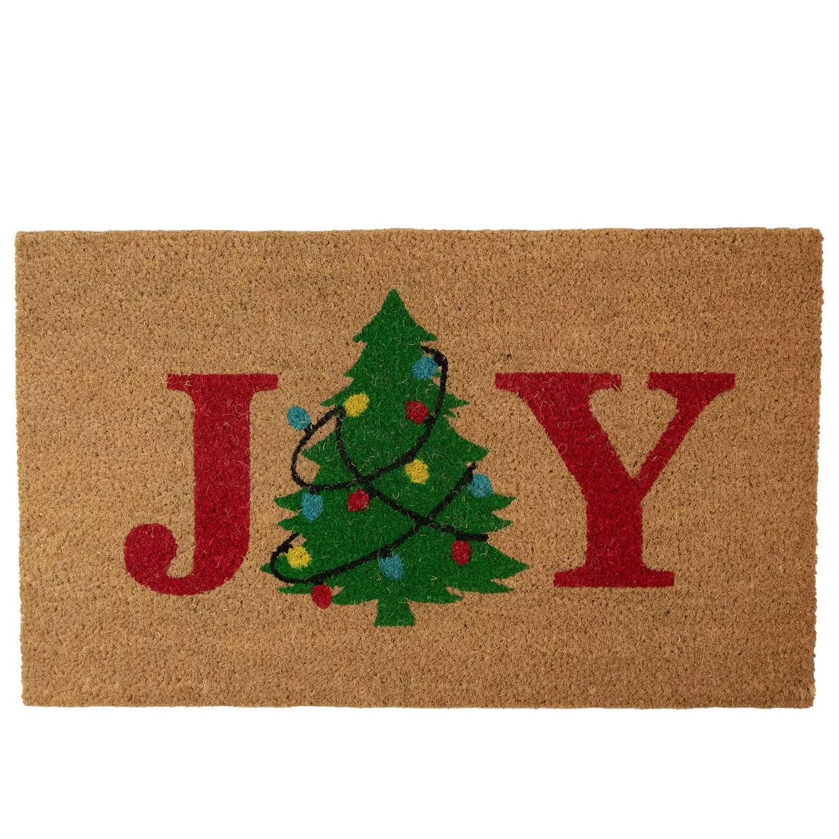 Northlight Natural Coir "Joy" Christmas Tree Doormat 18" x 30" | Target