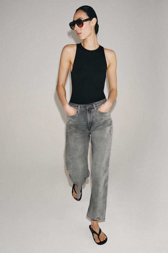 ZW COLLECTION MID-WAIST RELAXED FIT ANKLE JEANS | Zara US