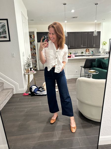 The Colette pants in denim are so so good! Runs tts, great stretch. Also so into these woven flats for spring   

#LTKworkwear #LTKstyletip #LTKover40