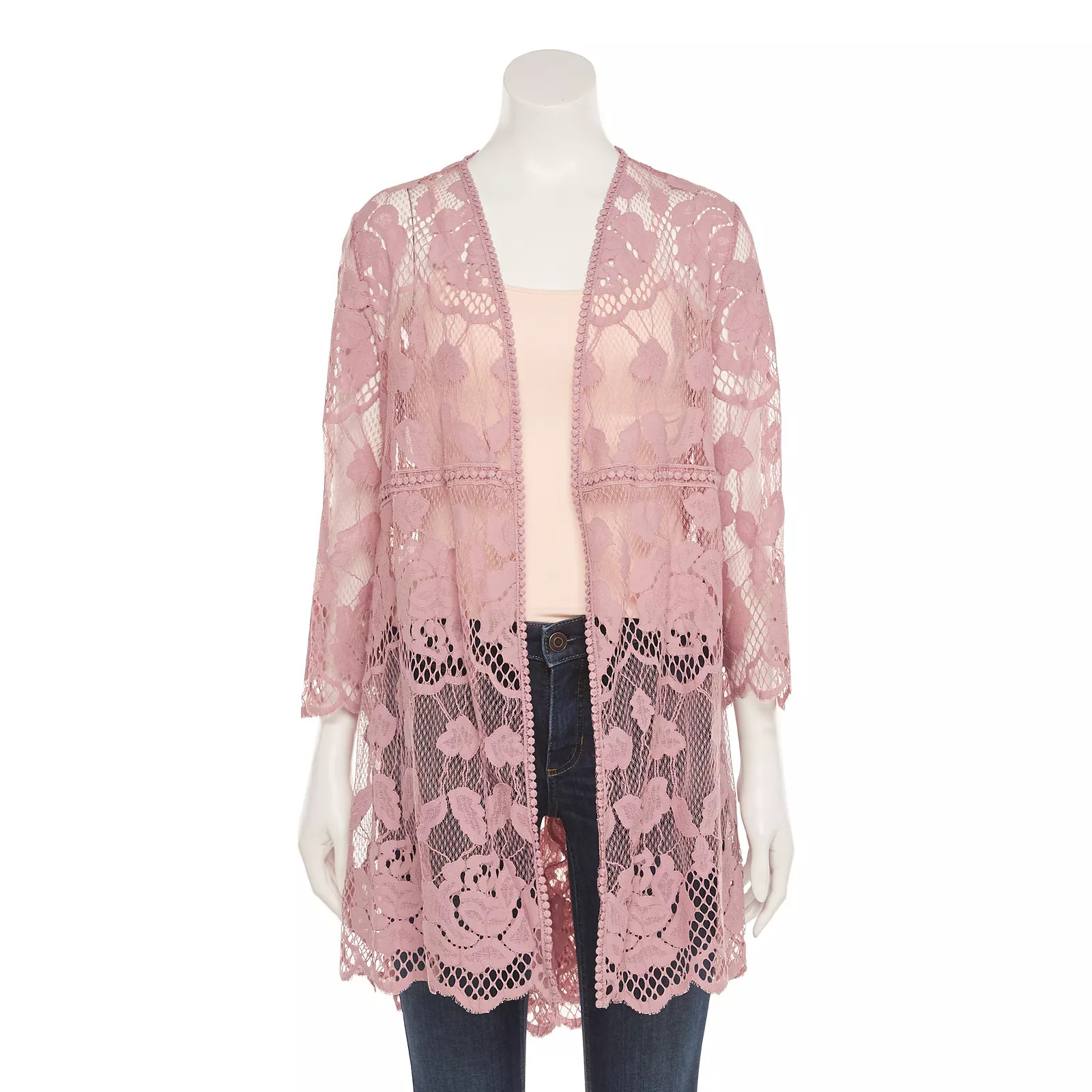 Women's Sheer Lace Kimono, Size: Small-Medium, Light Pink | Kohl's