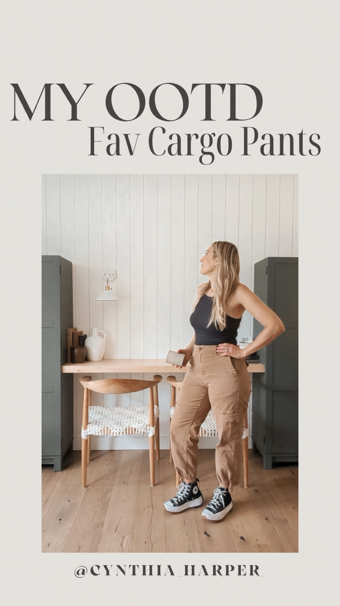 My OOTD!! Favorite cargo pants! Linked my sneakers and two similar black tank tops! 