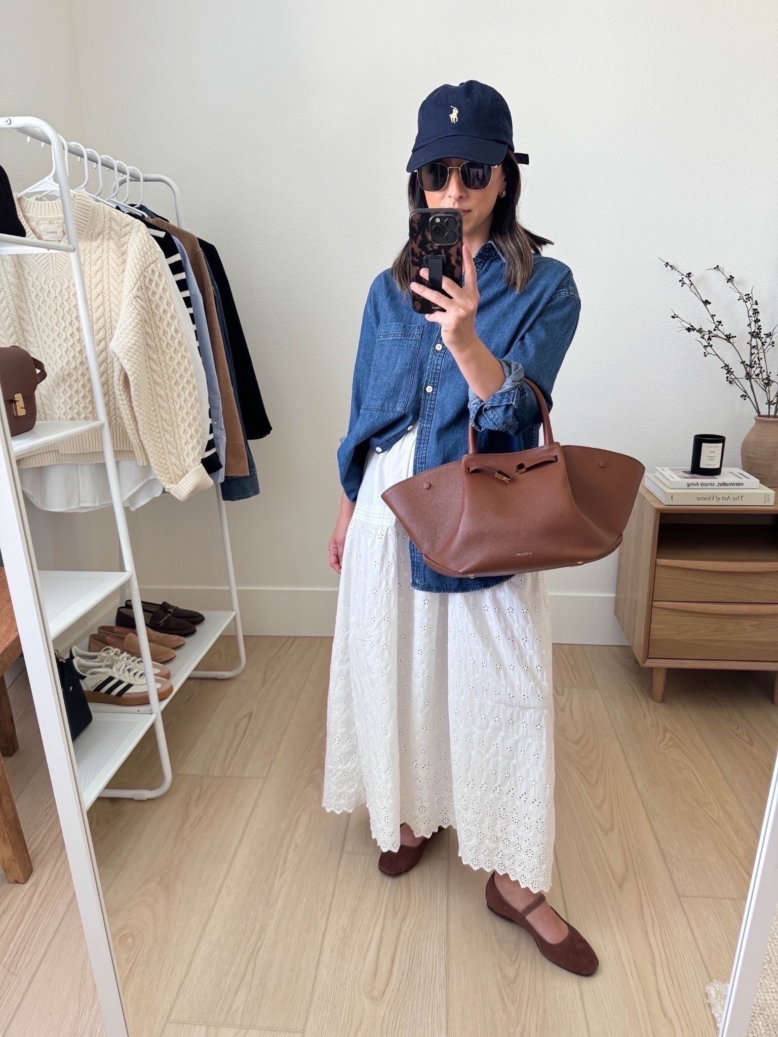 Spring outfit ideas with a denim shirt. 

AYR shirt xs
Gap x DOEN skirt xs (old)
Madewell flats 5
DeMellier bag
Polo Ralph Lauren hat
Le Specs sunglasses 

Spring style, spring outfits, petite style, white skirt 

#LTKootd #LTKSeasonal #LTKPetite