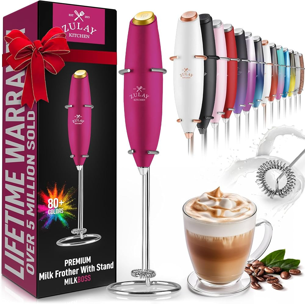 Zulay Kitchen Powerful Milk Frother Wand - Ultra Fast Handheld Drink Mixer - Electric Whisk Foam ... | Amazon (US)