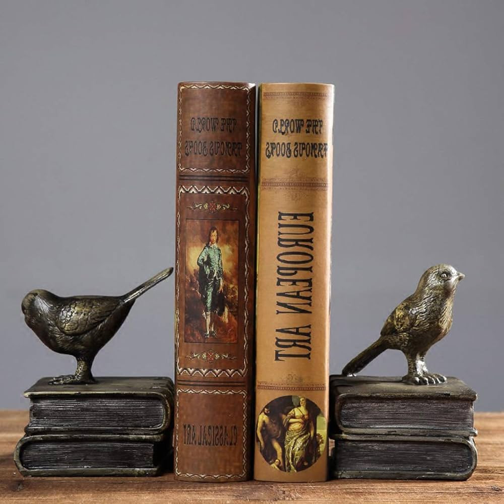 Home Decorative Birds & Books Vintage Design Resin Bookshelf Bookends,Paper Weights, Book Ends,Bo... | Amazon (US)