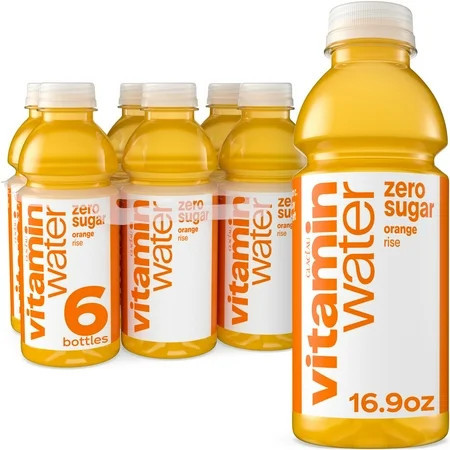 vitaminwater Rise Zero Sugar Orange Flavored Water Beverage Bottles, 16.9 fl oz, 6 Pack | Walmart (US)