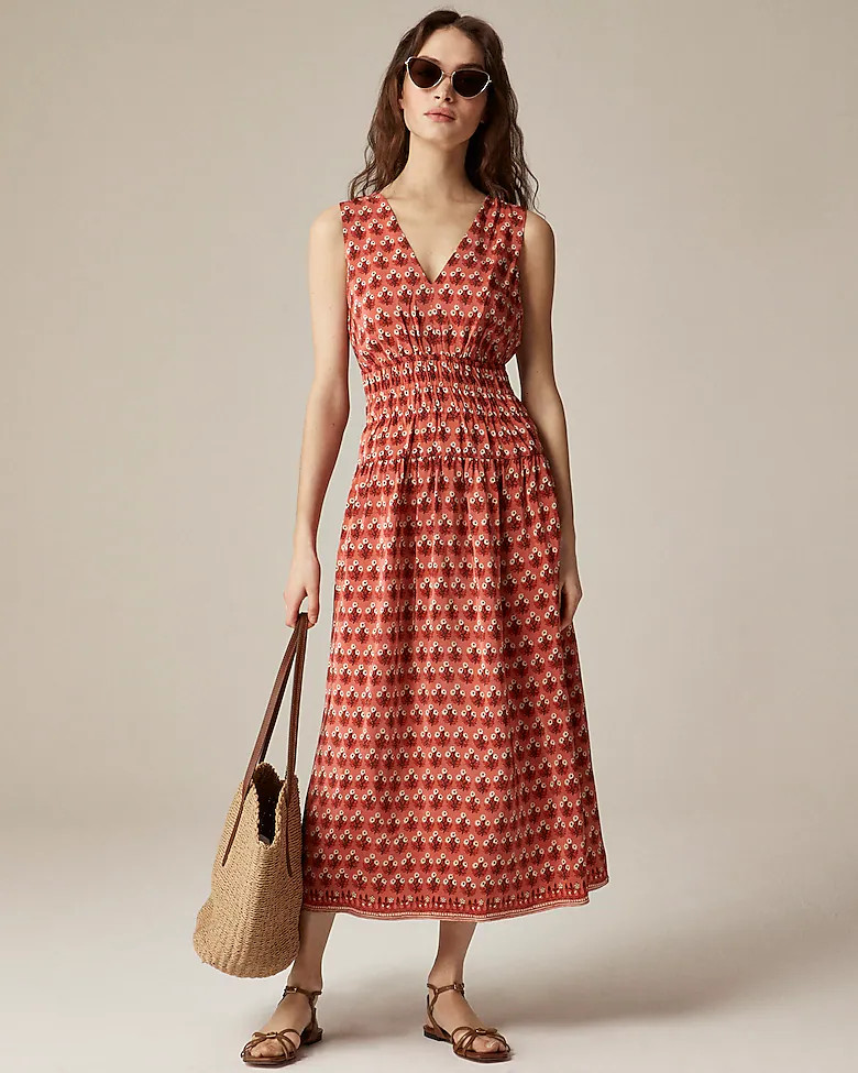 Hyacinth dress in block-print crepe de chine | J. Crew US