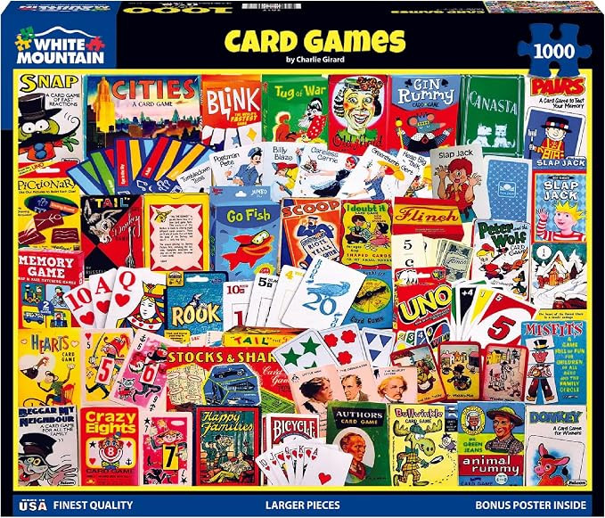 White Mountain 1000 Piece Jigsaw Puzzle Nostalgic Classics, Card Games | Large Pieces, Gift for A... | Amazon (US)
