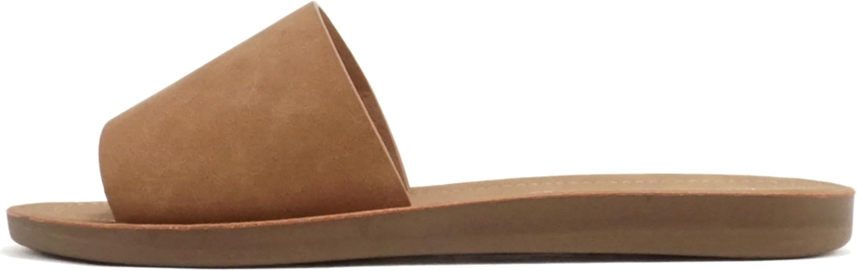 Soda Shoes Efron-S Women Flip Flops Basic Plain Slippers Slip On Sandals Slides Casual Peep Toe B... | Amazon (US)