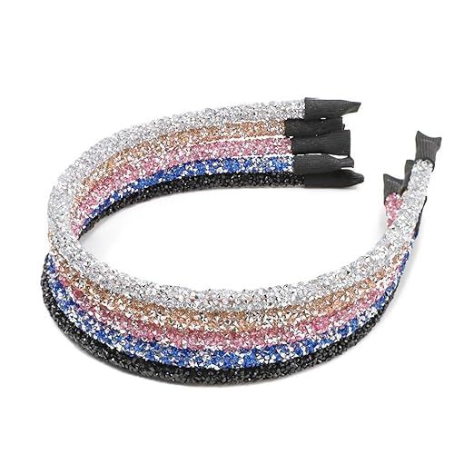 ZTL 5PCS Glitter Rhinestone Headbands Sparkle Hair Band Hair Hoop Women Girls Hair Accessories | Amazon (US)