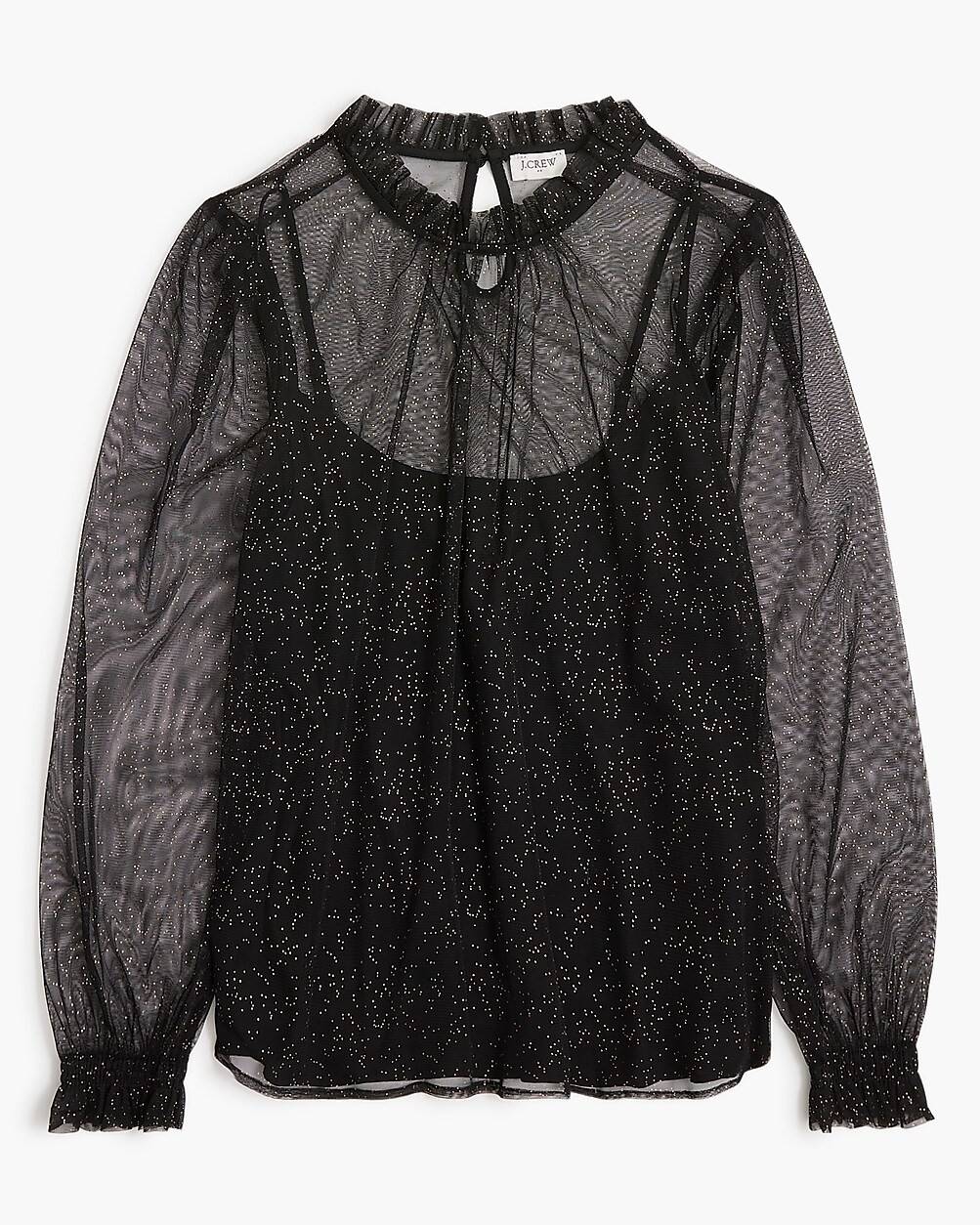 Shimmer tulle ruffleneck top | J.Crew Factory