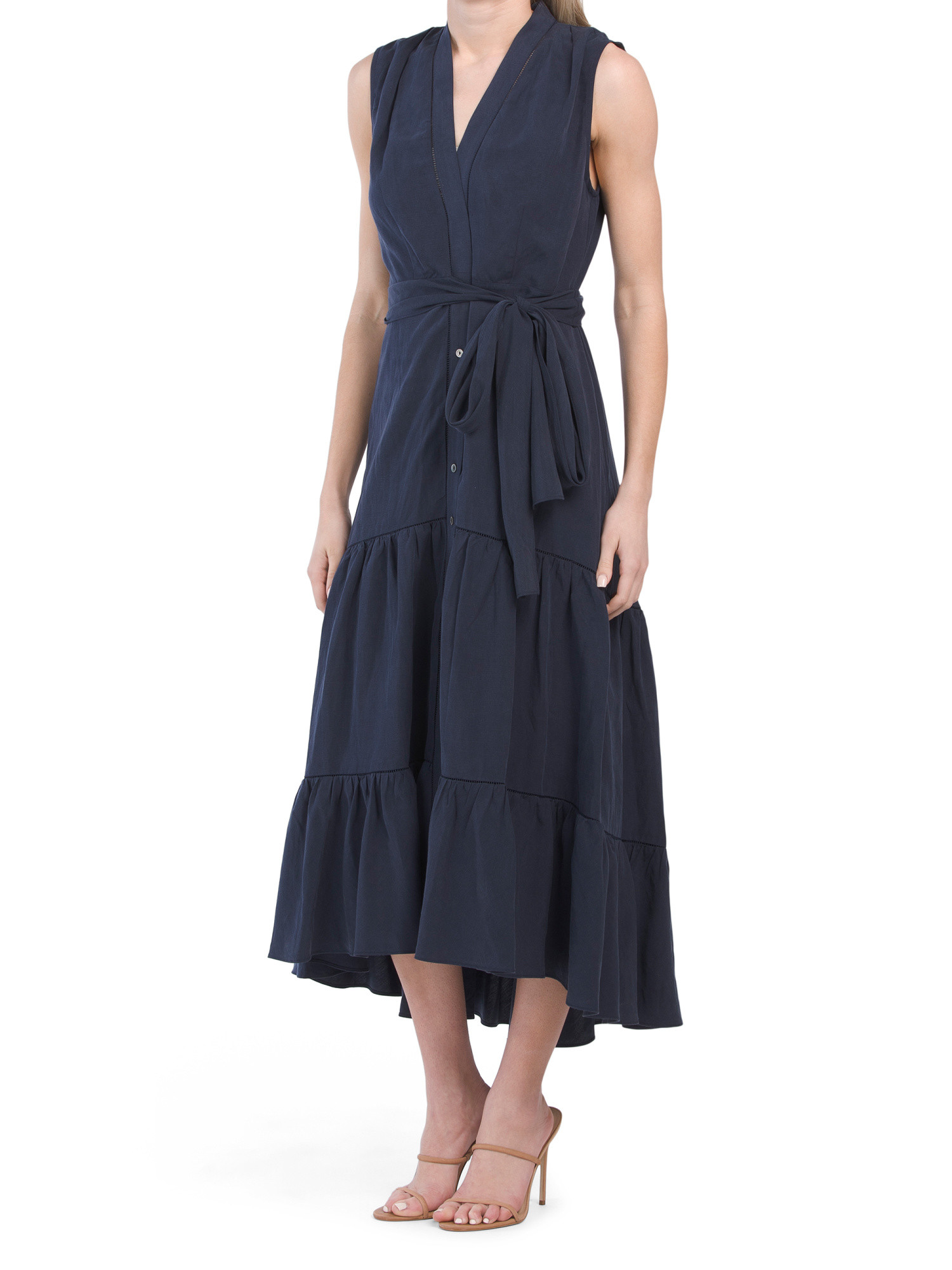 Anne Linen Blend Tiered Maxi Dress | TJ Maxx