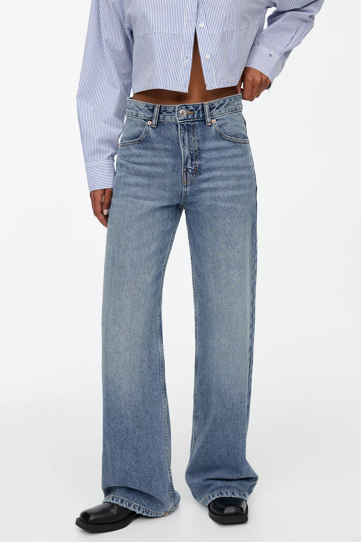 High-waist wide-leg jeans - pull&bear | PULL and BEAR UK