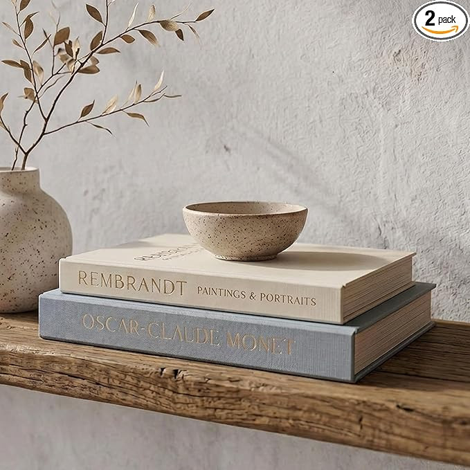 Beautiful Decorative Books - Set of 2 Linen Boxes Enhance Your Coffee Table, Bookshelf or Mantel ... | Amazon (US)
