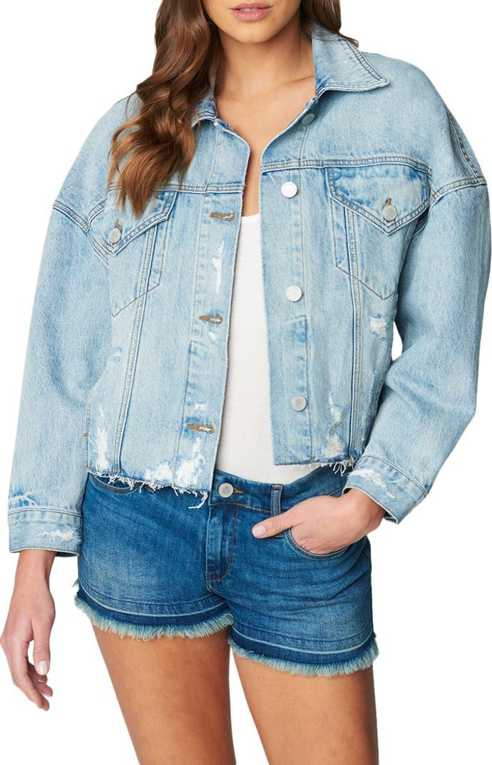 Distressed Nonstretch Denim Trucker Jacket | Nordstrom | Nordstrom