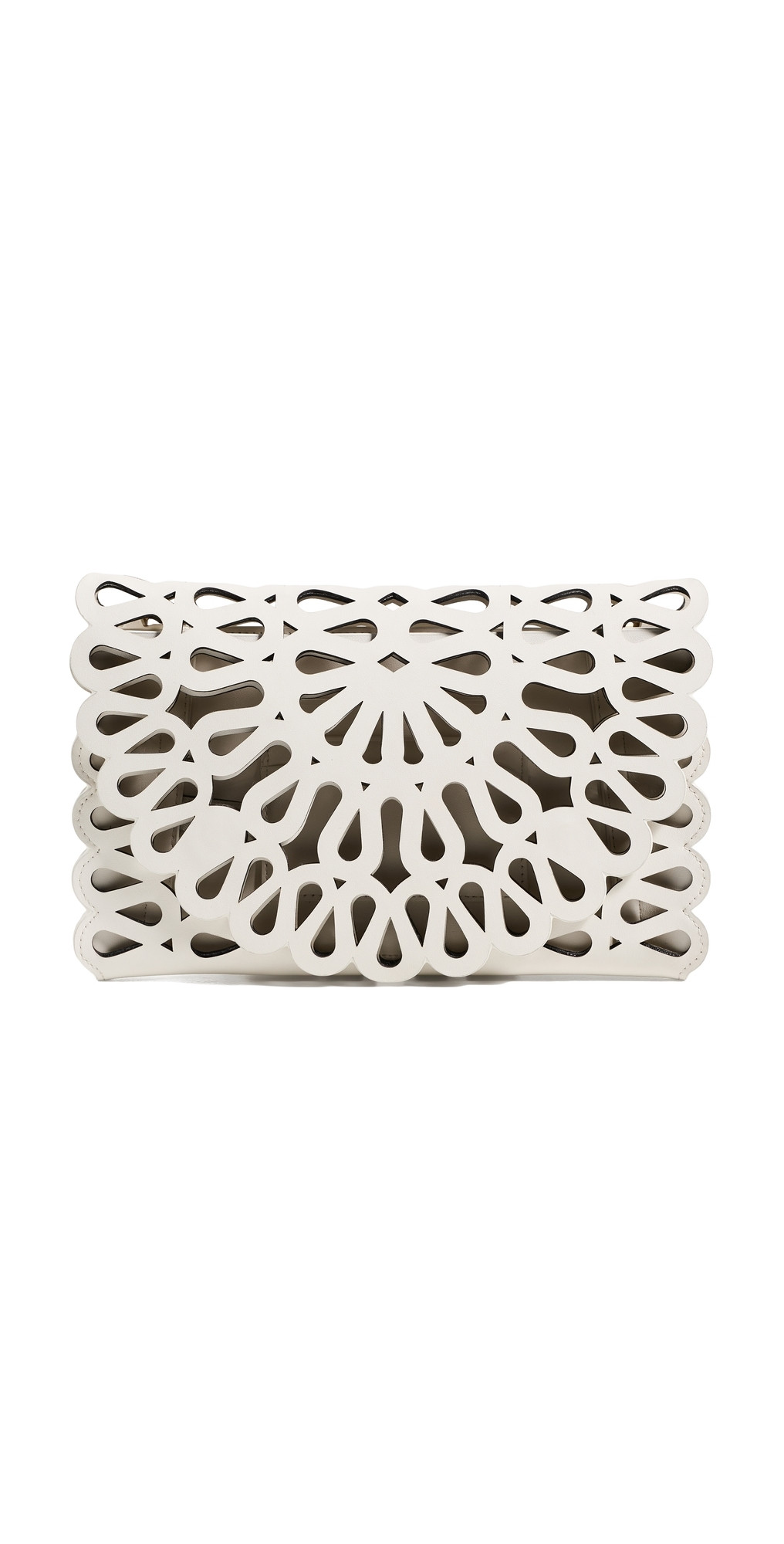 SIMKHAI McCall Laser Cut Leather Clutch Cream One Size | Shopbop