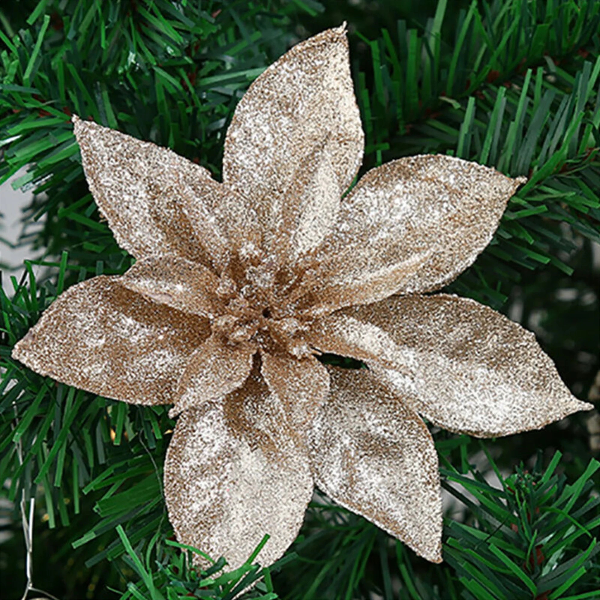 MODERNFB Large Poinsettia Glitter Flower Xmas Tree Decoration Ornament Party Christmas(Red,Pink,L... | Walmart (US)