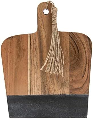 Foreside Home & Garden Small Black Wood, Marble & Jute Cutting Board | Amazon (US)