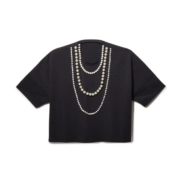 JET SHORT-SLEEVE PEARL EMBELLISHED TEE | LELE SADOUGHI