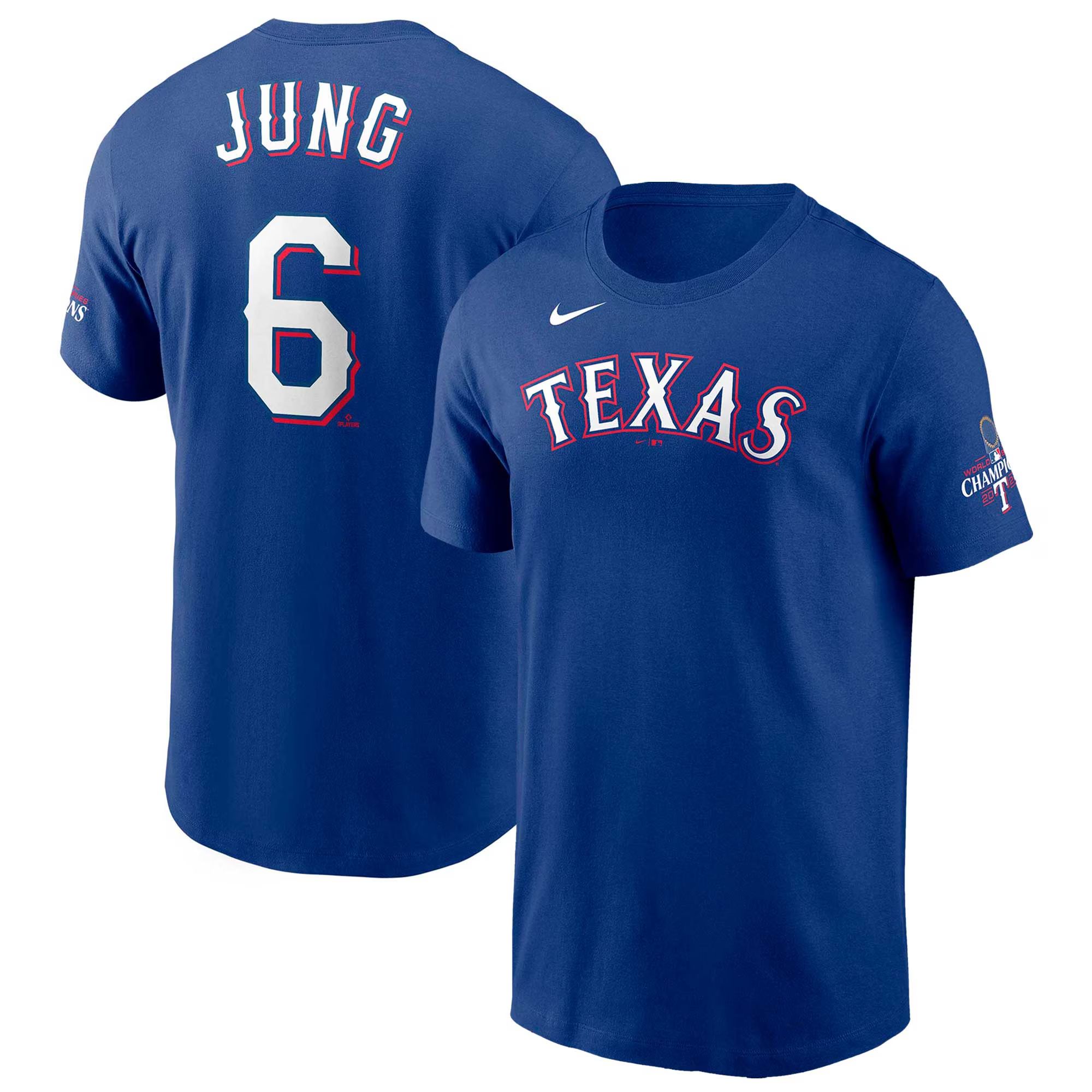 Josh Jung Texas Rangers Nike 2023 World Series Champions Name & Number T-Shirt - Royal | Fanatics