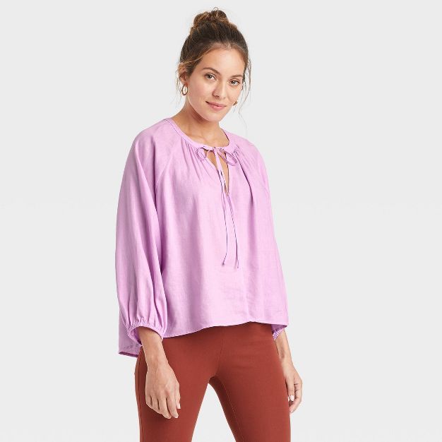 Women's Raglan Long Sleeve Tie-Front Top - A New Day™ | Target