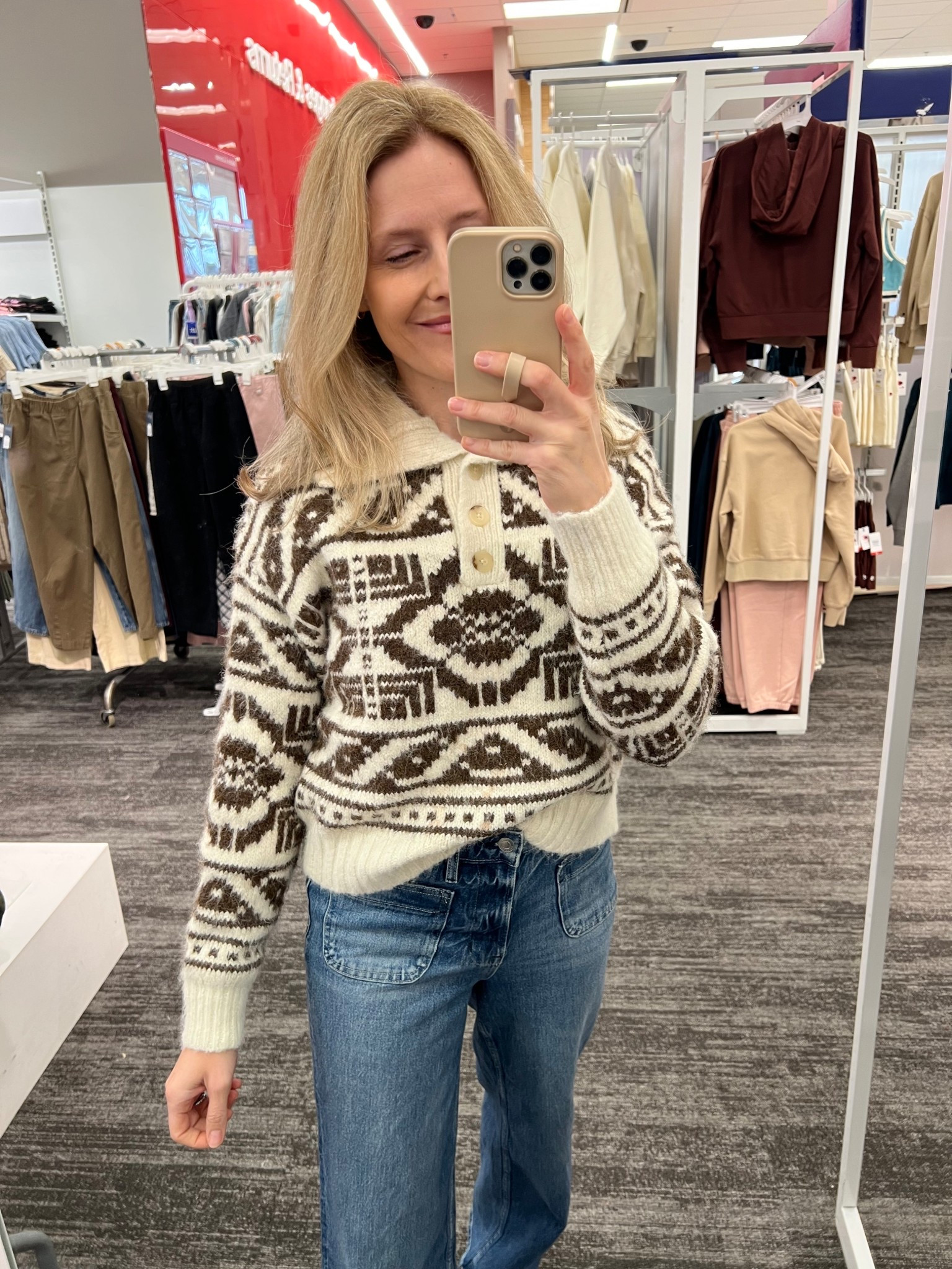 Love this Target sweater, classic and cozy! I’m in the XS, runs big. #momstyle 