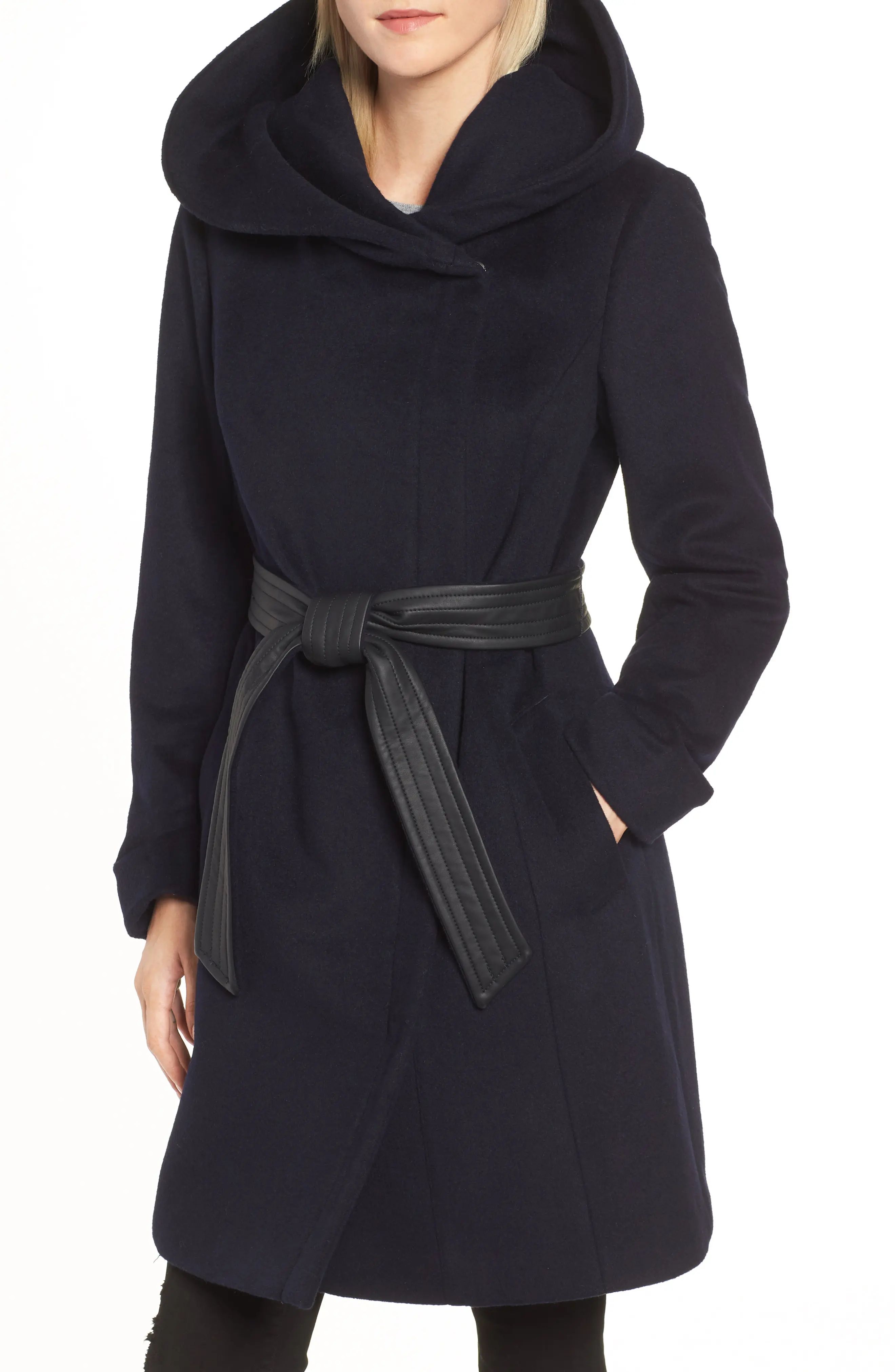 Cole Haan Belted Asymmetrical Wool Coat | Nordstrom