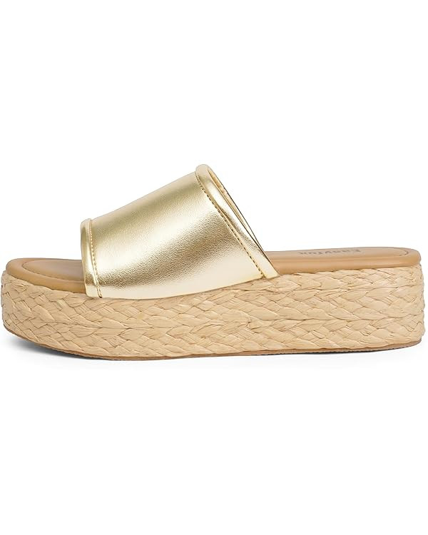 Platform Sandals Women Braided Sandals Slip on Wedge Sandal Summer Beach Wedge Dressy Sandal | Amazon (US)