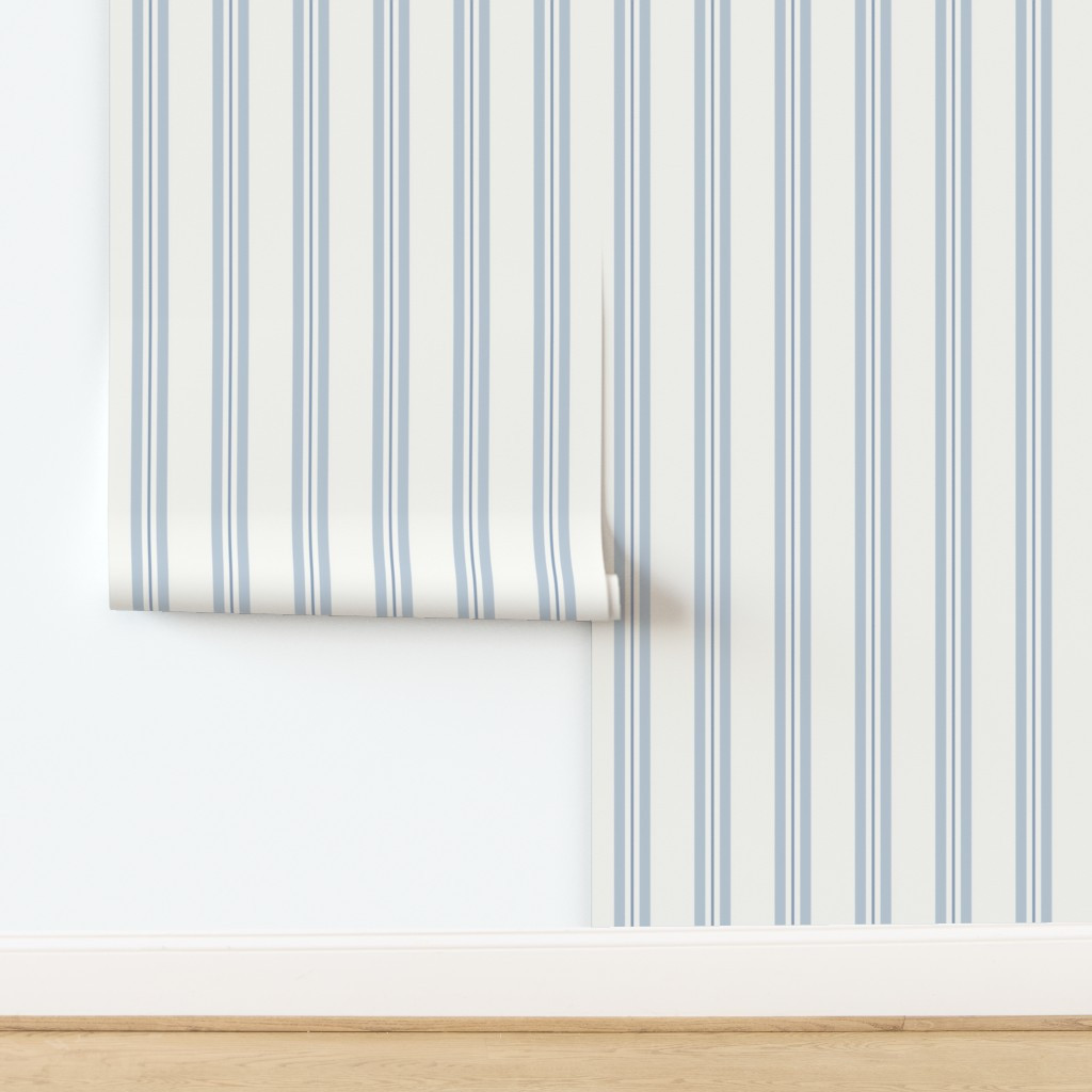 Ticking Stripes, Baby Blue, Large Scale, Grandmillennial Farmhouse  Wallpaper byyara_dutra | Spoonflower