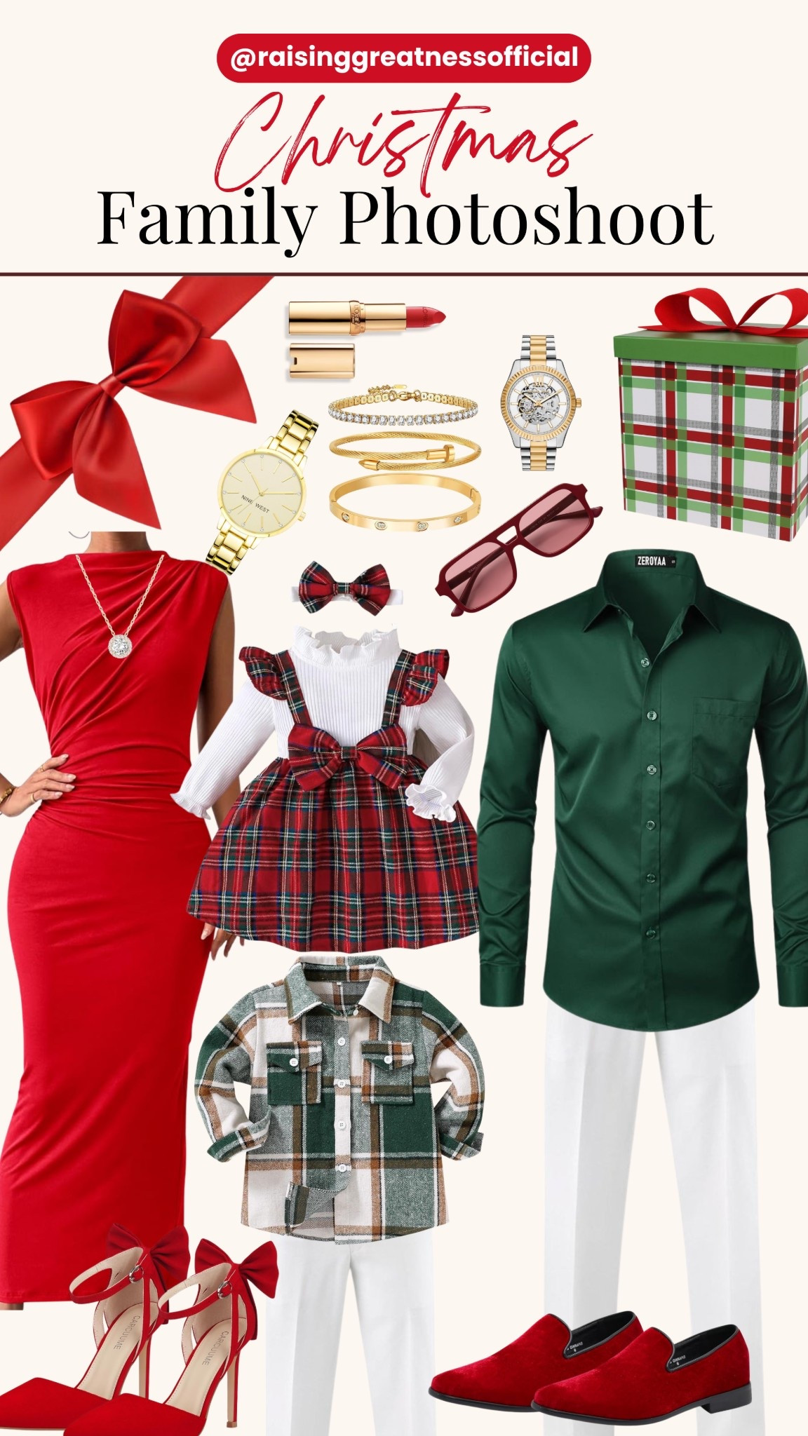✨ Capture the magic of the holidays in style with this Christmas Family Photoshoot inspiration! 🎄❤️💚 Whether you’re going for a timeless plaid look, cozy elegance, or festive glam, this outfit guide has everything you need to coordinate your family’s picture-perfect moment. 

📸 Save this for your next holiday shoot and shop the look to make your family photos merry, bright, and effortlessly stylish!

#christmasphotoshoot #holidaystyle #familyphotoshootideas #christmasfashion #holidayfamilyphotos #matchingoutfits #festivestyle #christmasoutfits #familychristmasphoto #raisinggreatnessofficial

#LTKHoliday #LTKSeasonal #LTKGiftGuide